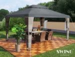 Paviljon | Luxus - Antracit streha - rattan sive barve - "Royal" - Vrtni Paviljon 3x4 m