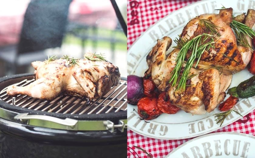 piščanec z zelenjavo se peče na žaru