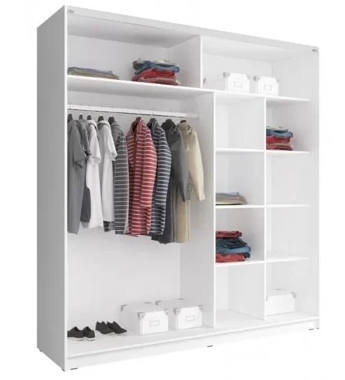 Naša garderobna omara omogoča notranjo organizacijo, tako, da boste lahko shranili oblačila in dodatke na način, ki vam najbolj ustreza