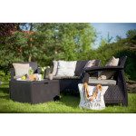 KETER CORFU  VRTNI SET Z MIZICO ZA SHRANJEVANJE BLAZIN, GRAFITNA BARVA – predstavitvena slika