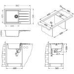 GRANITAL POMIVALNO KORITO ALVEUS CADIT 40, G91 CARBON 860X500 MM – predstavitvena slika