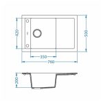GRANITAL POMIVALNO KORITO ALVEUS FORMIC 30, G05M TWILIGHT 760X500 MM – predstavitvena slika