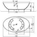 KOPALNA KAD SAMOSTOJEČA KOLPA SAN TRISTAN-FS 196X117 BLACK/ WHITE IZ KERROCKA – predstavitvena slika