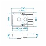 NERJAVNO POMIVALNO KORITO ALVEUS LINE MAXIM 70, SATIN 790X500 MM – predstavitvena slika