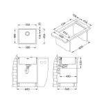 NERJAVNO POMIVALNO KORITO ALVEUS QUADRIX 50, 500X400X200 – predstavitvena slika