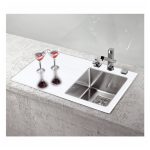 STEKLENO POMIVALNO KORITO ALVEUS CRYSTALIX 10, DESNO, BELA 860X540 MM – predstavitvena slika