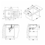 STEKLENO POMIVALNO KORITO ALVEUS GLASSIX 20, BELA 860X500 MM – predstavitvena slika