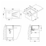 STEKLENO POMIVALNO KORITO ALVEUS KARAT 10, LEVO, ČRNA 860X500 MM – predstavitvena slika