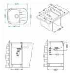 STEKLENO POMIVALNO KORITO ALVEUS WAVE 10, ČRNA 620X500 MM – predstavitvena slika
