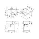 STEKLENO POMIVALNO KORITO ALVEUS WAVE 30, ČRNA 760X500 MM – predstavitvena slika