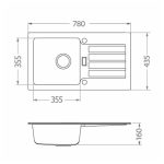 GRANITAL POMIVALNO KORITO ALVEUS NIAGARA 30, G11 ARCTIC 775X430 MM – predstavitvena slika