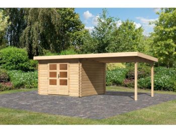 LESENA VRTNA HIŠKA KARIBU BASTRUP 5 + MONTAŽNA STREHA 3M BARVA LESA 297X297X222