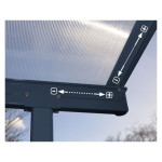 NADSTREŠEK ZA TERASO PALRAM SIERRA, SIVA/TRANSPARENT 2,3X2,3M – predstavitvena slika