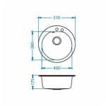 GRANITAL POMIVALNO KORITO ALVEUS NIAGARA 10, G11 ARCTIC FI 510 MM – predstavitvena slika
