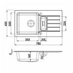 GRANITAL POMIVALNO KORITO ALVEUS NIAGARA 70, G91 CARBON 780X435 MM – predstavitvena slika