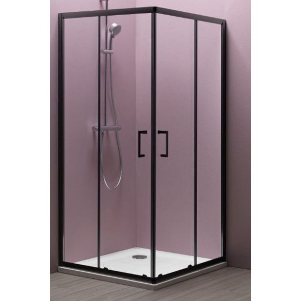 KOTNA KABINA ZA PRHANJE KOLPA SAN TKK 80/K ECO QUAT H=185 ČRNI PR. PROZORNO ST.