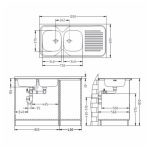 NERJAVNO POMIVALNO KORITO ALVEUS CLASSIC 100, LEVI, SATIN 1200X600 MM – predstavitvena slika