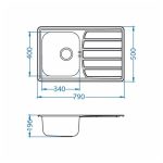 NERJAVNO POMIVALNO KORITO ALVEUS ZOOM MAXIM 20, SATIN 790X500 MM – predstavitvena slika