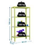 REGAL SIMONRACK 160X80X40 CM, 4 POLICE 150 KG/POLICO ZELEN/BEL – predstavitvena slika