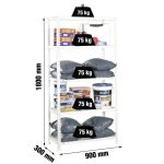 REGAL SIMONRACK 180X90X30 CM, 5 POLIC 75 KG/POLICO, BEL – predstavitvena slika