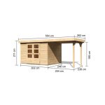 LESENA VRTNA HIŠKA KARIBU ASKOLA 5 S TERASO 298X211X242 +240 LES 19MM – predstavitvena slika