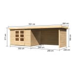 LESENA VRTNA HIŠKA KARIBU ASKOLA 5 S TERASO, STENO 298X211X242 +280 LES 19MM – predstavitvena slika