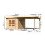 LESENA VRTNA HIŠKA KARIBU KANDERN 6 S TERASO 270X222X270+320 LES 28MM – predstavitvena slika