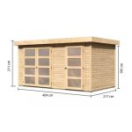 LESENA VRTNA HIŠKA KARIBU MÜHLENTRUP 1 211X404X217 BARVA LESA – predstavitvena slika
