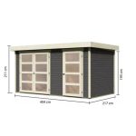 LESENA VRTNA HIŠKA KARIBU MÜHLENTRUP 1 211X404X217 SIVA – predstavitvena slika