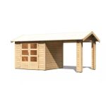LESENA VRTNA HIŠKA KARIBU THERES 3 +PODALJŠEK STREHE, BARVA LESA – predstavitvena slika