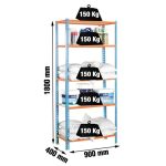 REGAL SIMONRACK 180X90X40 CM, 5 POLIC 150 KG/POLICO PLAVA/ORAN – predstavitvena slika