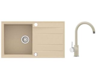 GRANITAL POMIVALNO KORITO SINK SOLUTION ROMA BEŽ SET Z ARMATURO