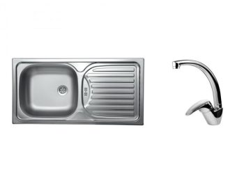NERJAVNO POMIVALNO KORITO SINK SOLUTION FARO SET Z ARMATURO