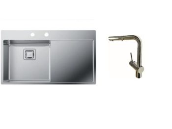 NERJAVNO POMIVALNO KORITO SINK SOLUTION MONACO LEVI SET Z ARMATURO