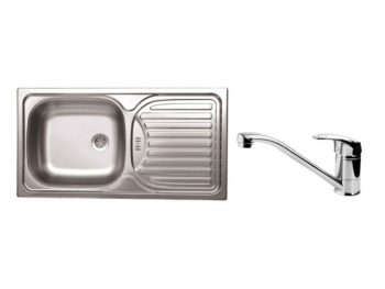 NERJAVNO POMIVALNO KORITO SINK SOLUTION NAPOLI SET Z ARMATURO