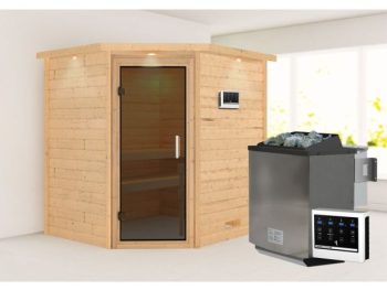 FINSKA SAVNA MIA+9KW GRELEC BIO KOTNI VHOD+STREŠ.VENEC+SIVA VR.