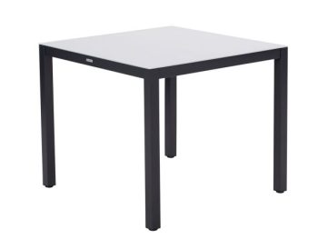 JEDILNA MIZA LYRA FIX 4P ALU STEKLO 90X90 TEMNO SIVA