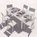 JEDILNA MIZA LYRA II UP&DOWN ALU STEKLO 90/160X90 BELA – predstavitvena slika