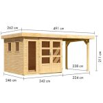 LESENA VRTNA HIŠKA KARIBU LAHAR 3.5+ PODALJŠEK STREHE ŠIRINE 2.40 M – predstavitvena slika