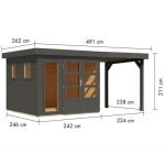 LESENA VRTNA HIŠKA KARIBU LAHAR 3.5 + PODALJŠEK STREHE ŠIRINE 2.40 M – predstavitvena slika