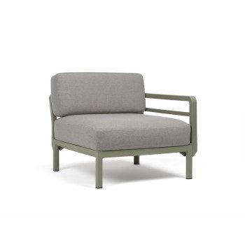 Vrtni stranki element Maximo v Cactus barvi. Vrtni stranski element Maximo z enim naslonjalom za roke s strukturo regenerirane smole z visoko vsebnostjo