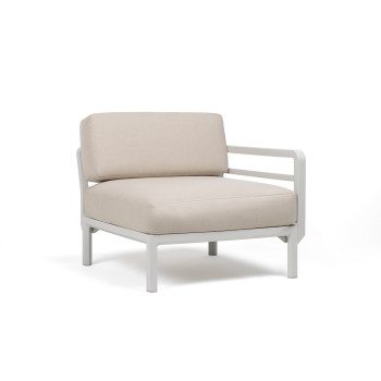 Vrtni stranki element Maximo v Gesso barvi. Vrtni stranski element Maximo z enim naslonjalom za roke s strukturo regenerirane smole z visoko vsebnostjo