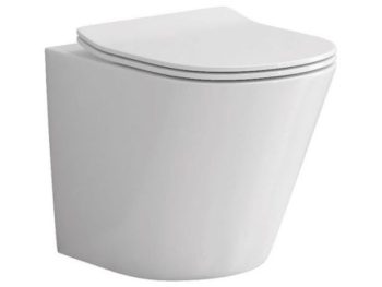 WC ŠKOLJKA, STOJEČA INTER CERAMIC BREZ ROBOV Z WC DESKO S POČASNIM ZAPIRANJEM BELA