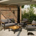 KAVČNA GARNITURA ORIS II ALU/EUC KAVČ2P+2AC+MIZA D.GR/D.SIVA BLAZINA – predstavitvena slika