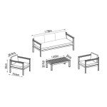 KAVČNA GARNITURA ORIS II ALU/EUC KAVČ3P+2AC+MIZA D.GR/D.SIVA BLAZINA – predstavitvena slika