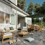 KAVČNA GARNITURA SOLARIS COMPACT 4P FSC AKACIJA BEŽ MEDEN LES – predstavitvena slika