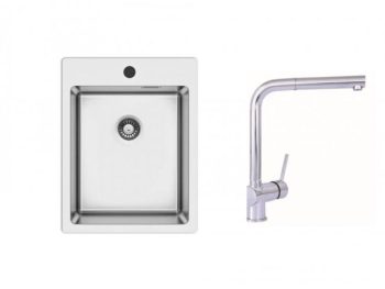 NERJAVNO POMIVALNO KORITO SINK SOLUTION CORDOBA SET Z ARMATURO