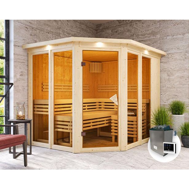 FINSKA SAVNA AINUR 3+9KW GRELEC ZR KOTNI VHOD+STREŠ.VENEC FINSKA SAVNA AINUR 3+9KW GRELEC ZR KOTNI VHOD+STREŠ.VENEC