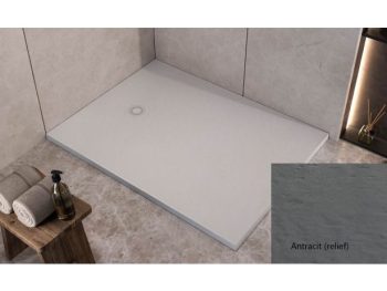 KAD ZA PRHANJE, KOTNA KOLPA SAN HOPP 140X90 LLM ANTRACIT RELIEFNA POVRŠINA