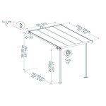 NADSTREŠEK ZA TERASO PALRAM SIERRA, SIVA/TRANSPARENT 2,3X2,3M – predstavitvena slika